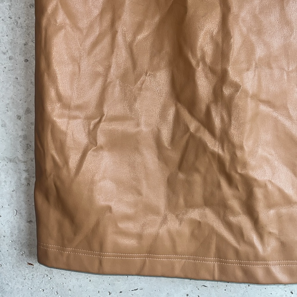 Theory Tan Mini Dress Faux Leather - Picture 4 of 7
